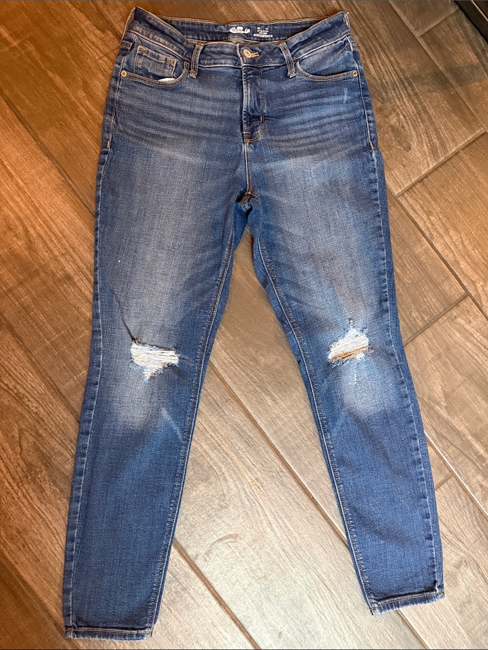 Old Navy Women's Ripped Dark Blue Skinny Jeans